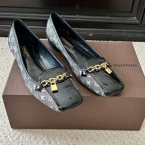 Louis Vuitton denim lockit flats sz 36.5 euc